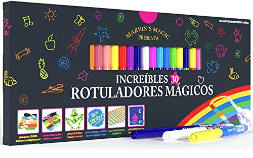 Marvin's Magic - Set de 30 Bolígrafos Mágicos Asombrosos - Cambio de Color, Letras 3D, Mensajes Secretos - Suministros Creativos de Arte - Ideal para Niños - ¡Excelente Regalo!