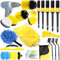 NCKIHRKK Kit Limpieza Coche, Cepillo Limpieza Coche para Interior y Exterior, Kit de Lavado de Auto Moto con Cepillo para Taladro, Esponja Pulir Coche, Detailing Coche Profesional