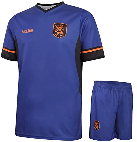 Niederländische Nationalmannschaft Fußball Trikot Set Auswärts - 2022-2024 - Kinder und Erwachsene - Jungen - Sportsachen - Geschenk - Sport t Shirt - Sportbekleidung - Größe L