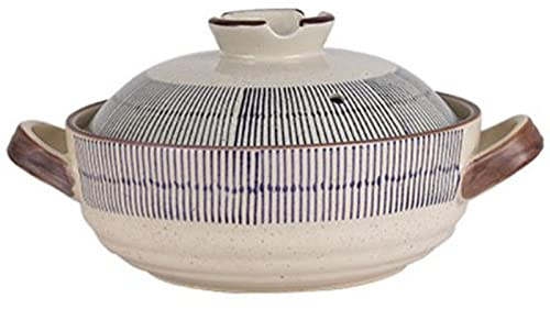 Vnook Marmite en Céramique Marmite Japonaise Casserole Plat Ustensiles de Cuisine Ragoût Soupe Faïence Marmite en Argile avec Couvercle Double Poignée Cuisine Grès (Size : 1L)
