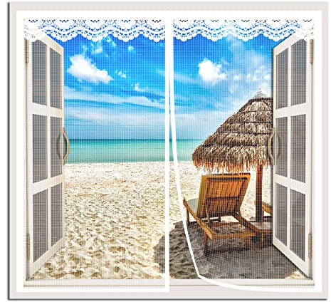 Magnet Fliegengitter Fenster Insektenschutz, 85x65CM Moskitonetz FüR Fenster – Feines undurchdringliches Gitter, Vollmagnetisch, Schließt Automatisch (Weiß)
