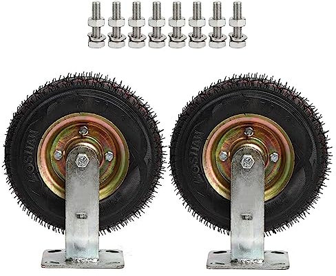 WORDFUN 2 Pack 6 8 10 Heavy Duty Castor Wheels, Swivel Trolley Casters, Pneumatic Caster Wheel With Screws, Mute Castors, Fixed Castor Wheels, Transport Caster, For Furniture