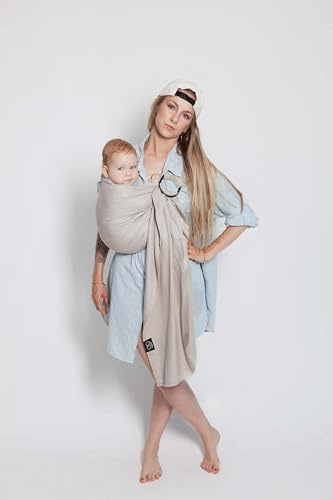 Sling Schal ohne Knoten – Weißgold – Physiologische Babytrage – Viskose – von Geburt bis 14 kg – Einheitsgröße