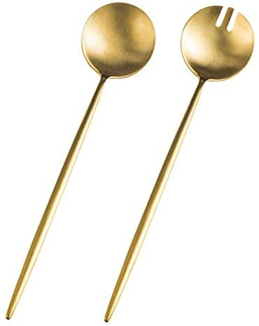 BESTonZON Partyzubehör mit Wiederverwendbarem Dessertlöffel und Feiner Salatgabel aus Leichtem Edelstahl Geeignet für Partys und Restaurants in Elegantem Gold