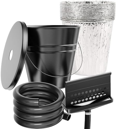 Rear Grease Drainage System for Blackstone Grease Catcher Upgrade, Blackstone Grease Trap Funnel with Grease Gate, Grease Bucket W/Lid, 12 Pack Foil Bucket Liners, Blackstone Griddle Accessories