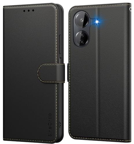SineOrdo Cover per Xiaomi Redmi 13C 4G / POCO C65 Custodia, Custodia Xiaomi Redmi 13C 4G / POCO C65 Cover Libro Portafoglio Folio Pelle Flip Stand Case - Nera