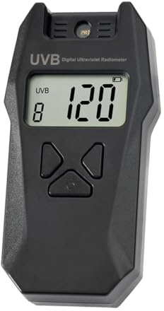UVB Index Messgerät, Digitale Reptilien UVB Tester mit reversibler Sonde und Datenprotokollierungsfunktion fur ultraviolettes Licht mit einer Wellenlänge von 240 nm bis 370 nm