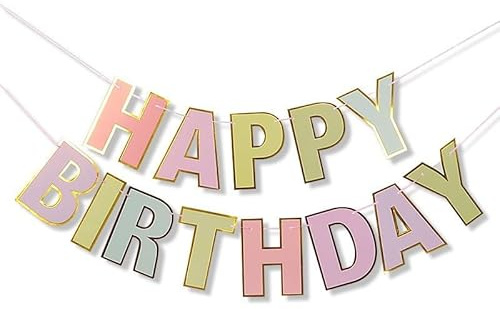 Happy Birthday Banner Geburtstagsdeko, Pastell Happy Birthday Girlande, Happy Birthday Girlande Banner, Party Supplies Papier Flagge Buchstaben Für Erwachsene, Kinder, Mädchen, Frauen Deko