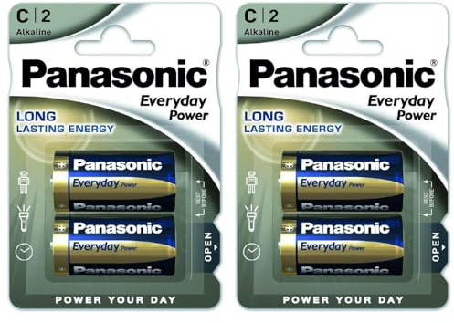 PANASONIC Lot de 2 Blisters de 2 Piles Alcalines Everyday Power Silver LR14 / C - 1,5V