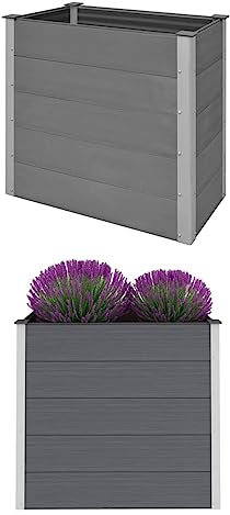 Chaduof Garten-Hochbeet, Pflanzkübel, Kräuterbeet, Hochbeete-kit, Schneckenzaun, Pflanztrog, Pflanzgefäße, Pflanzfolie Für Hochbeet,Teichbecken, WPC 100 x 50 x 91 cm Grau