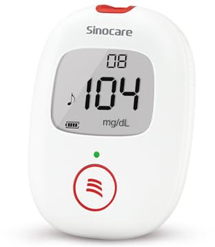 Medidor de glucosa en sangre, Sinocare Safe AQ Voice Medidor de glucosa en sangre en mg/dl, No incluye agujas de extracción de sangre ni tiras reactivas (AQ VOICE Glucometro)