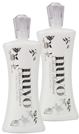 Nuvo Deluxe, adesivo da 120 ml, formula bianca setosa, asciugatura trasparente, a base d'acqua, effetto a bassa piega (confezione da 2)