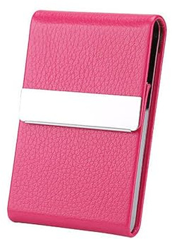 SEIWEI Rosa Rot, Visitenkartenetui aus PU-Leder mit Magnetverschluss, ID-Etui aus Edelstahl für Männer/Frauen, ideal für Reise und Arbeit