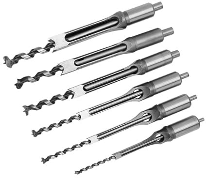 Set di Punte Trapano per Legno, Punte Trapano per Coclea per a Foro Quadrato 6 Pezzi, Punte Trapano per Foro Quadrato, Strumento per la Lavorazione del Legno con