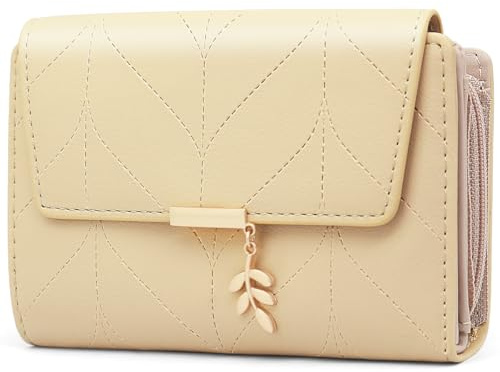 GOUNNU Portefeuille Femme Cuir Format Paysage Femmes Porte Monnaie RFID Blocage Haute Capacité Portefeuille pour Femmes avec Fermeture éclair,14 Emplacements de Carte (Abricots)