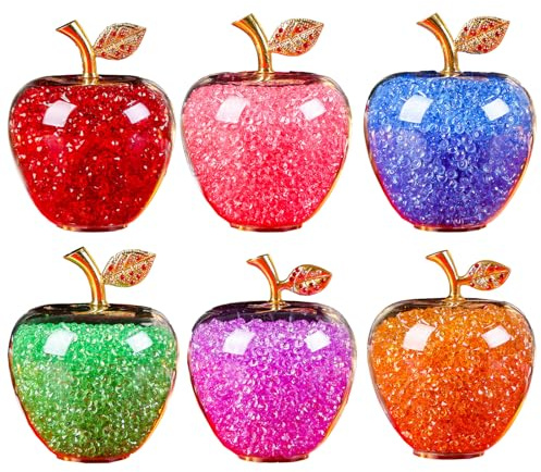 Wnvivi Lot de 3/6 statues de pomme en cristal, ornements modernes en cristal, décorations de pomme en verre pour la maison (C-6 pièces)