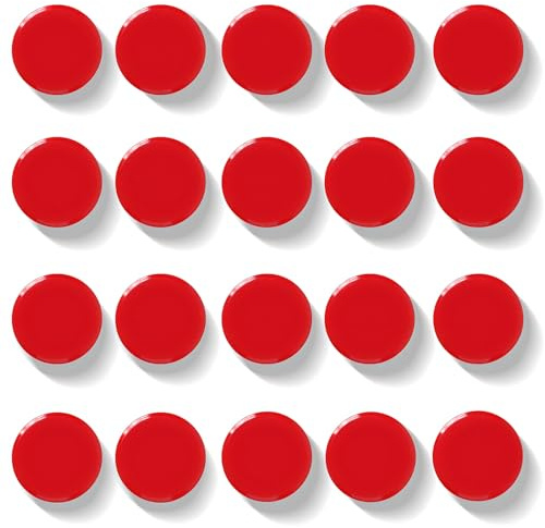 QOJOPU 20 Stück Magnete für Magnettafel – Kleine Magnet stark | Rund Kühlschrankmagnete | Mini Magnete | Tafel Magneten Starker Halt für Whiteboard, Pinnwand, Kühlschrank, Büro, Küche & Schule (Rot)