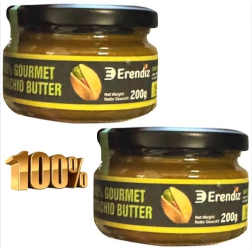 (Contiene 100% pistachos) – 2 unidades X Pufai Erendiz crema de pistacho con 100% pistachos, sin azúcar añadido, sin aditivos, sin aceite de palma, para dubai Chocolate kadayıf kadaifi, 200 gramos