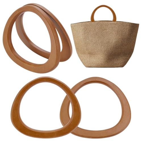 PH PandaHall 4 pz Manico per Borsa in Legno a Forma di D, Manici Decorativi per Borse, Manici per Borse di Ricambio per Borse all'Uncinetto, macramè, Paglia, Spiaggia, Tela, Borsette, Cammello