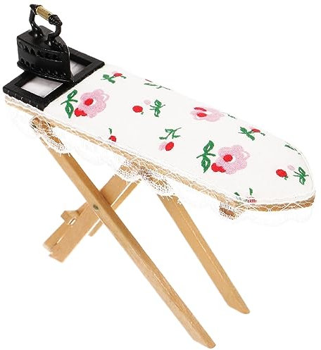 TOYANDONA Mini Table à Repasser Miniature Fer pour Maison De Poupées Accessoire De Mobilier Réaliste pour Décoration De Scènes Miniatures