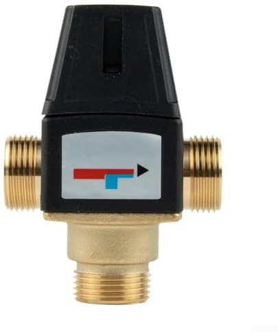 Valvola di miscelazione dell'acqua per termostato, valvola miscelatrice termostato a 3 vie, in ottone, con filettatura esterna DN25, per valvole di scaldabagno solari, per riscaldamento a pavimento