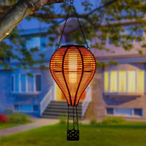 Heißluftballon Solar Laterne - Solar Lampions Außen Wetterfest, Solarlampions für Außen Hängend, Heißluftballon Deko für Terrasse Hof Garten