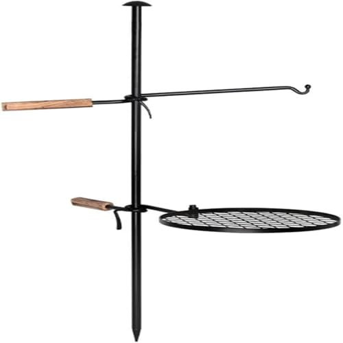 Griglia per barbecue, griglia girevole per falò, portatile, girevole, resistente, per cucinare all'aperto, campeggio e picnic all'aperto