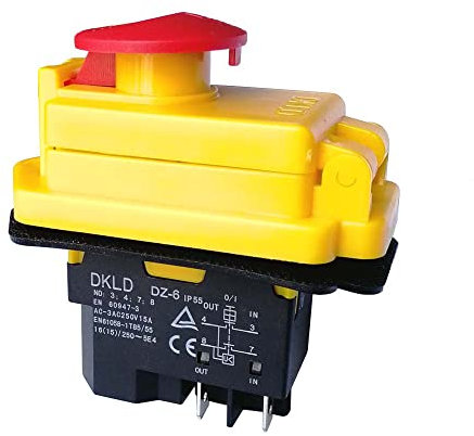 WEKONUMEX Interruptor pulsador de Parada de Emergencia, Interruptor electromagnético de 250 V y 16 A, pulsador eléctrico con Tapa de Parada de Emergencia DKLD DZ-6