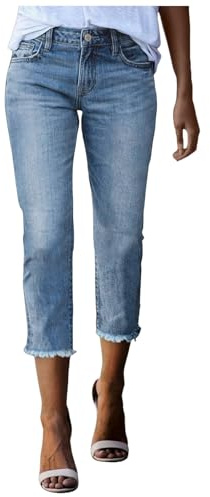 Pantacourt Jean Femme Droit- Pantacourt Été Décontracté Coupe Slim Chic Et Élégants Classiques Simple Élasticité Pantalons Confortable De Tous Les Jours Passe-Partout De Travail Pants
