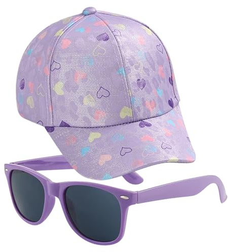 ZXTGBQ Cappellini da Baseball per Bambine, Cappellino Bambina, Occhiali da Sole, Protezione UV, Sun Hat per Bambini 3-8 Anni, per Ragazza Estivo Regalo(54CM)