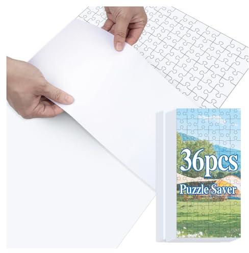 6000 Pcs Puzzle Glue Sheets, 36 Pcs Puzzles Saver Sheets,Puzzle Glue and Frame Sheet, Easy Peel and Stick Jigsaw Sticker