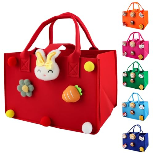 Cesta Fieltro, Dwafill 30 * 20 * 18 cm Bolsa de Fieltro con Manijas, Para Compras y Almacenamiento (F, M)