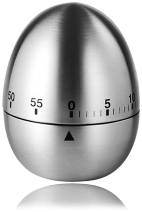 JIPUKE Egg Kitchen Timer Stainless Steel Mechanical Rotating Alarm 60 Minutes Count Down Timer Perfect for Kitchen use and ideal for many tasks around the home