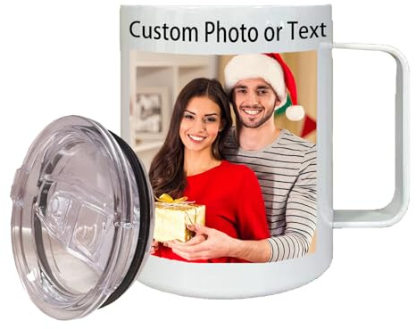 Personalised Mugs with Photo, Stainless Steel Mug 350ML, Keep 1.5 Hours Hot - Christmas Gifts