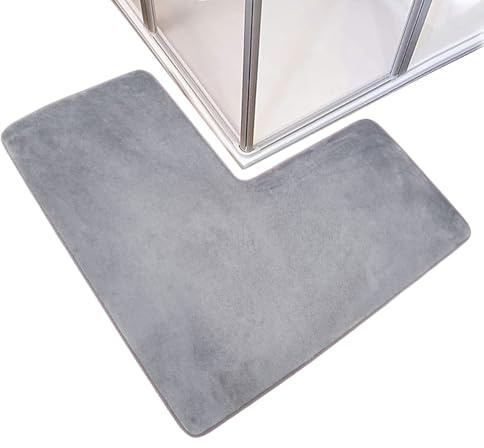 Tapis de Salle de Bain en Forme de L - Polaire Corail | Marches à séchage Rapide avec antidérapant | Tapis de Salle de Bain Lavable en Machine | Salle de Bain pour la Maison, la Porte, Le lavabo