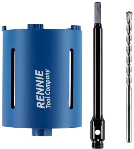 127mm x 150mm Long Diamond Core Drill Bit Set With Hex Adapter Centre Drill | For Concrete Masonry Brick Block Stone Granite. 127mm Core Drill, 240mm Long HEX Shank Adapter + Pilot Centre Drill Bit