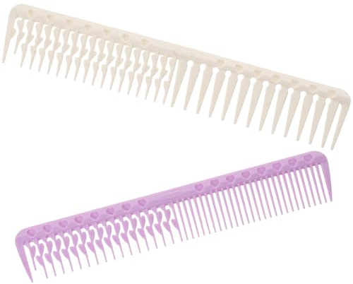 NIYANGLE Set 2 Pettini da Professionali Doppia Dentatura Media e Grossa, Pettini per Chioma Resistenti in Materiale Spesso, Pettine da Taglio per Parrucchieri e Styling
