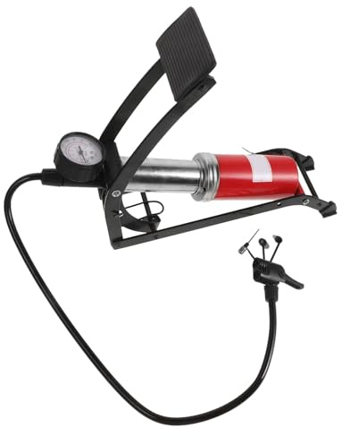 BETOOKY Bomba de Pie para Neumáticos de Coche Barómetro, Alta Presión y Cuerpo Metálico, Adecuado para Inflar Colchones Inflables y Ruedas de Automóvil