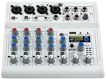 Mesa de mezclas de 7 canales, con Bluetooth y 88 efectos DSP, Mini DJ, alimentación fantasma de 48 V, consola mezcladora de audio estéreo, para streaming en vivo, podcast, karaoke, estudio, DJ, PC