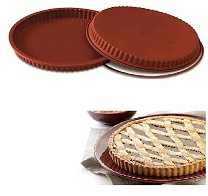 Silikomart | SFT426 Stampo in Silicone CROSTATA, Antiaderente, Confezione da 1 Stampo con Safe Ring, Ø 260 h 30 mm, Volume 1,3 l, Made in Italy