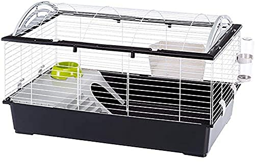 FERPLAST Gabbia Roditori CASITA 100 per Conigli, Cavie, Porcellini d'India, in Metallo, Accessori inclusi: Mangiatoia, Beverino, Ciotola, Casetta. 96x57xh56cm