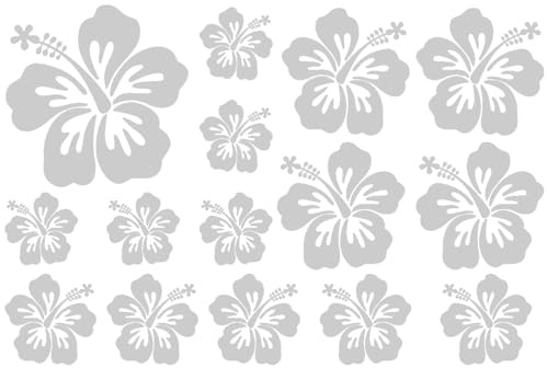 Samunshi® Hibiskus Aufkleber Creativ-Set Hibiskusblüten 30x20cm silbermetalleffekt