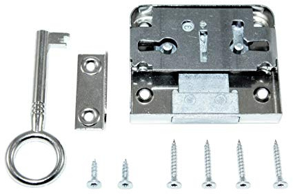 SN-TEC Aufschraubschloss/Möbelschloss/Schrankschloss mit Zuhaltung, Dornmaß: 30mm, (Gesamttiefe 49mm), rechts/links/LAD verwendbar incl. Schließblech incl. Montagematerial