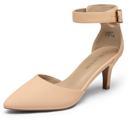 DREAM PAIRS Women‘s Kitten Heels Ankle Strap Pumps | 2.5 Kitten Heel, Classic Closed Pointed Toe, Ankle Strap, Soft Insole, Versatile for Wedding Party Work
