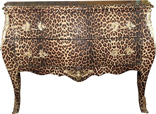 Casa Padrino cómoda barroca Leopardo con Aplicaciones de Metal Dorado 123 cm - Muebles barrocos