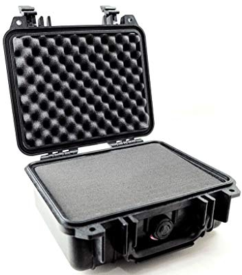 PELI 1200 Koffer für Profikameras, IP67 Wasserdicht, 4L Volumen, Mit Schaumstoffeinlage (Anpassbar), Schwarz