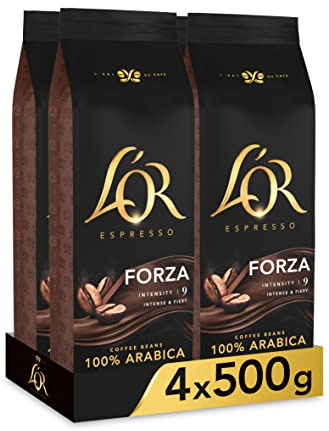 L'OR Espresso Forza Café en Grano Natural 100% Arábica | 4x500g | Amazon Exclusive