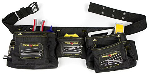 MagnoGrip Magnetischer Schreiner-Werkzeuggürtel mit 11 Taschen, strapazierfähiges ballistisches 1680D-Polyester mit verstärkten Nieten, verstellbare Arbeitsschürze mit magnetischen Taschen für