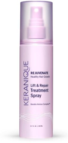 Keranique Lift & Repair Treatment Spray with Keratin Amino Complex™, Keratin Hair Treatment for Instant Volume & Body, Split End Repair, Heat Protectant, Sulfate, Dye & Paraben Free, Unscented, 3.4 Oz