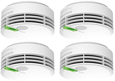 Hekatron Genius Plus – Rauchmelder 10 Jahre Batterie – Testsieger Stiftung Warentest – Made in Germany – inkl. 4X Klebepad – App-unterstützt – Brandmelder – 4 Stück